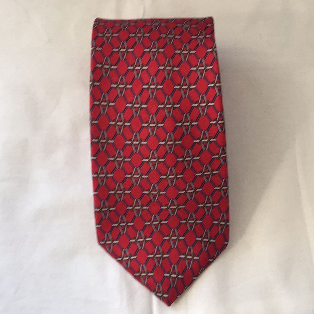 Bert Pulitzer Men’s Tie All Silk Red Geometric